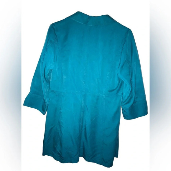 Soft Surroundings Button Down 3/4 Sleeve Tunic Teal Women’s Size Small Pockets - Picture 3 of 6
